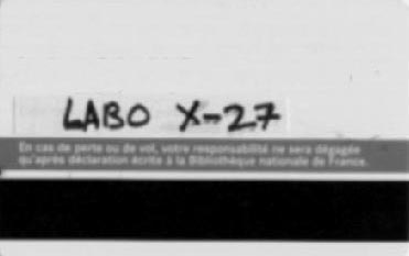 une carte magn�tique marqu�e
'Labo X-27'